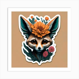 Fox With Flowers Art Print