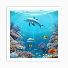 Dolphins Under The Sea Art Print