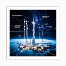 An Abstract Representation Of Britains Telecom Achievements Captured Overseas In Concept Art Its (3) Art Print