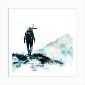 Watercolor Of A Hiker Art Print