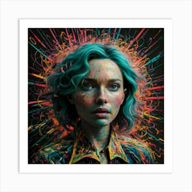 Woman With Blue Hair Art Print