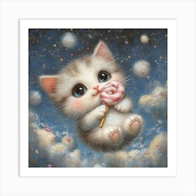 Lollipop Kitten Art Print