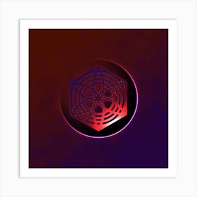 Geometric Neon Glyph on Jewel Tone Triangle Pattern 444 Art Print