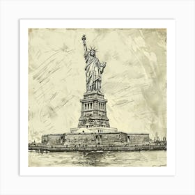 A Statue Of Liberty In New York Hand Drawn Sketc 1719922810 3 Art Print