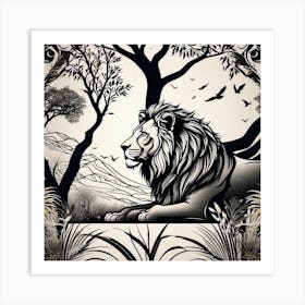 Lion In The Forest 19 Art Print