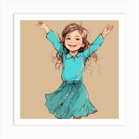 Little Girl In Blue Dress Art Print