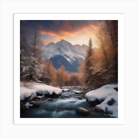 Sunset In The Mountains Art Print