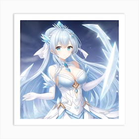 Elemental Anime Girls: Ice Queen portrait Art Print