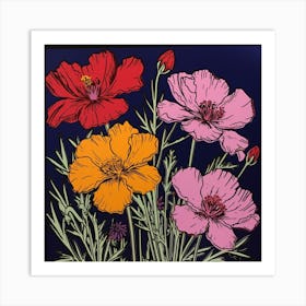 Cosmos 3 Pop Art Illustration Square Art Print