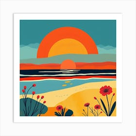 Sunset On The Beach 11 Art Print