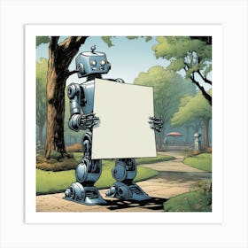 Robot Holding A Sign 2 Art Print