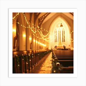 Christmas Lights In A Church Art Print