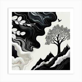 Black and White Abstract Art 270 Art Print