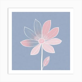 A White And Pink Flower In Minimalist Style Square Composition 422 Art Print