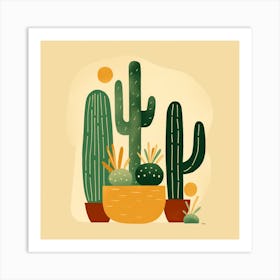 Rizwanakhan Simple Abstract Cactus Non Uniform Shapes Petrol 56 Art Print