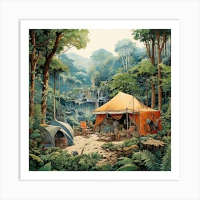 Tent In The Jungle Art Print