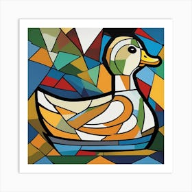 Duck Cubism Style Art Print