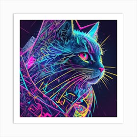 Neon Cat Art Print