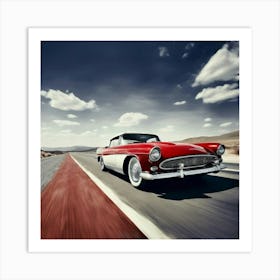 Road Street Fast Transport Speed Auto Wheel Drive Red White Vehicle Car Transportation Art Print