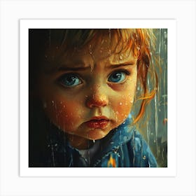 Little Girl In The Rain Art Print