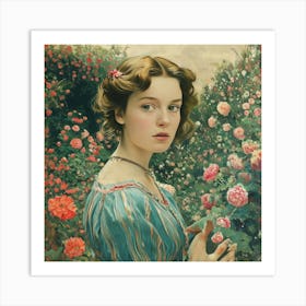 Girl In A Garden 18 Art Print