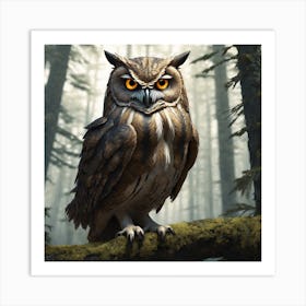 Owl In The Forest 142 Art Print