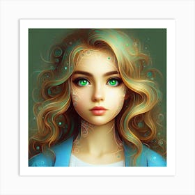 Girl With Green Eyes Art Print