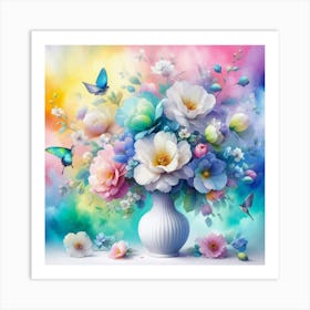 Colorful Flowers In A Vase 1 Art Print