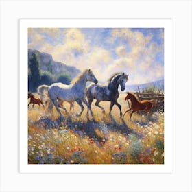 Horses In The Meadow 2 Art Print