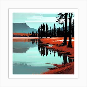 Lake and forest Art Print