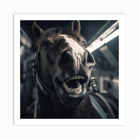 Horse In A Train Art Print