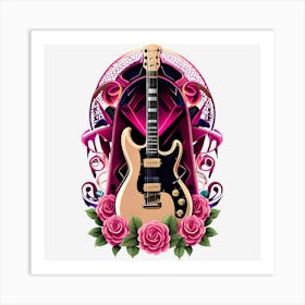 Electric Guitar With Roses 17 Art Print