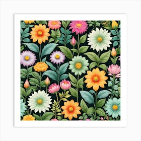 Floral Seamless Pattern 11 Art Print