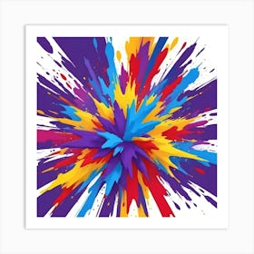 Colorful Paint Explosion On White Background Art Print