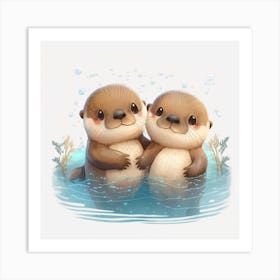 Cute Otters Art Print