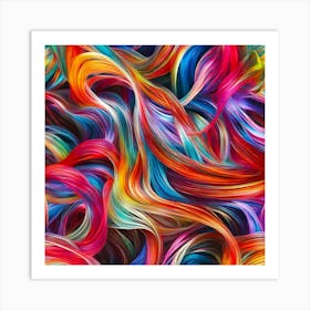 Colorful Wavy Hair Art Print