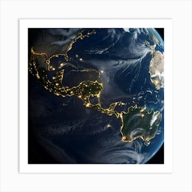 Earth At Night 30 Art Print