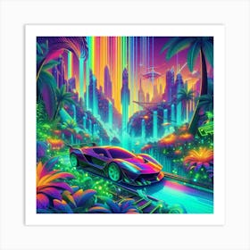 Futuristic Car in the jungle Art Print