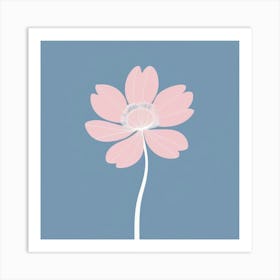 A White And Pink Flower In Minimalist Style Square Composition 707 Art Print