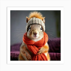 Firefly Adorable Squirrel In Cozy Knitted Accessories 54589 Art Print