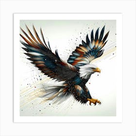 Eagle Flying - Abstract Line Art Illustration 94 Art Print