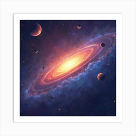 Watercolor Distant Suns Glowing Against The Backdrop Of A Vibrant Galaxy 1 Art Print