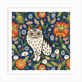 William Morris Inspired Cats Collection Art Print Art Print
