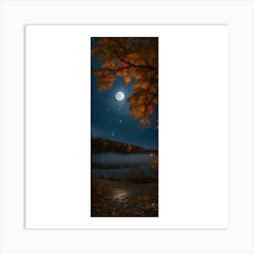 Moonlight Over Lake Art Print