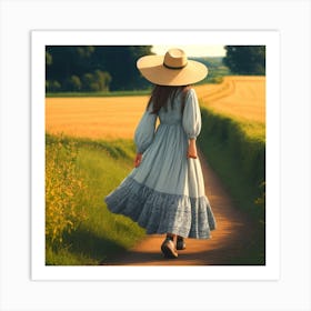 Girl Walking In The Countryside Art Print