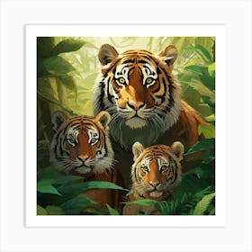 Tiger Family In The Jungle Art Print