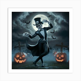 Skeleton Dancer Halloween Art Print