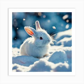 White Rabbit In The Snow 3 Art Print