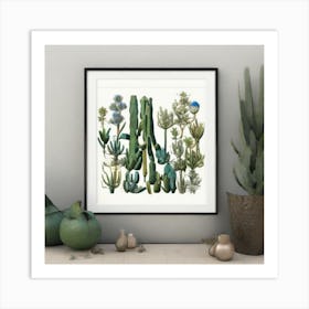 Cactus Print Jardin Majorelle, Morocco Vintage Botanical Art Print Art Print