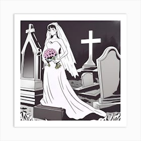 Bride In The Graveyard Art Print